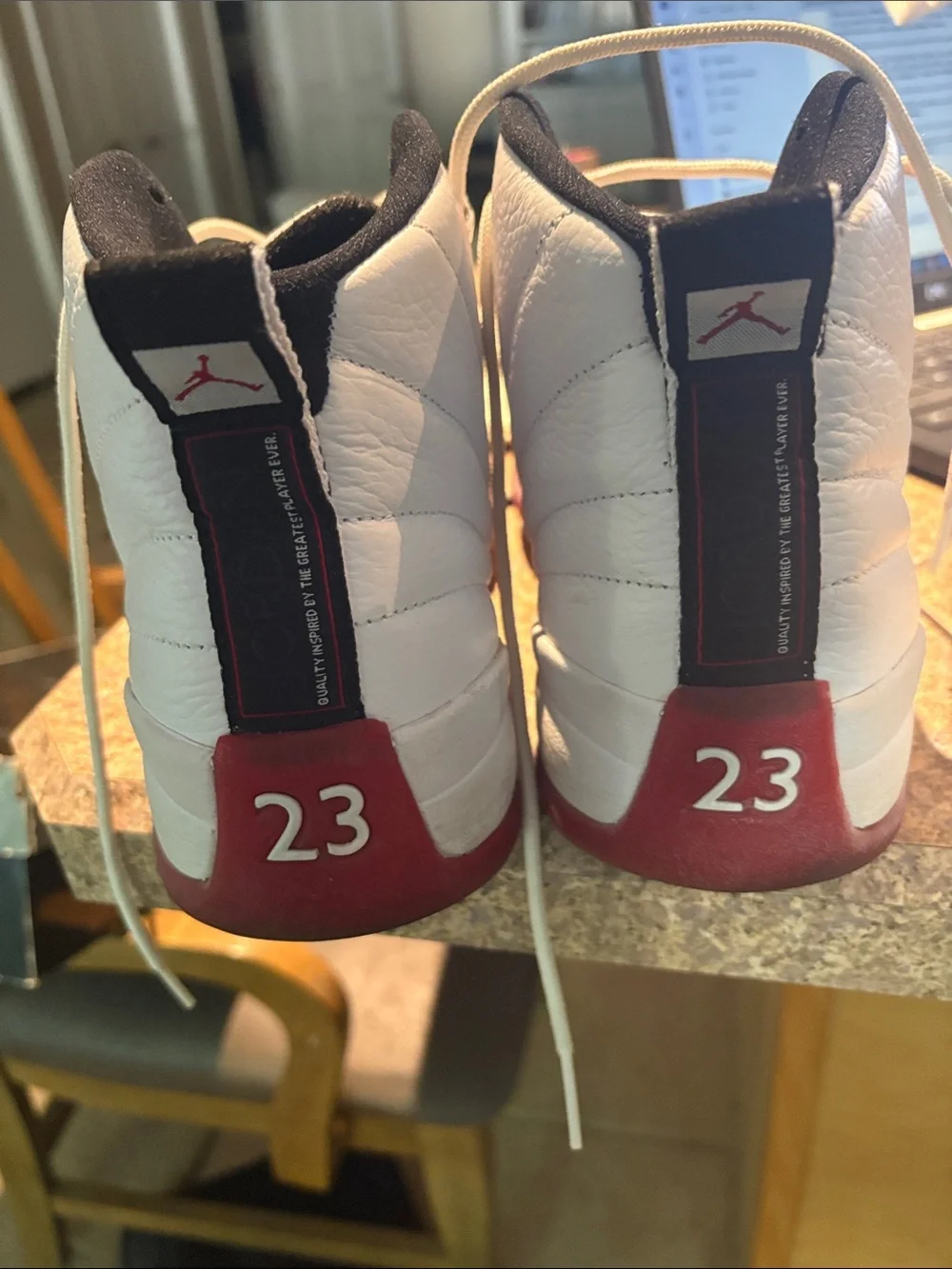 Air Jordan XII Retro White & Red Sneakers